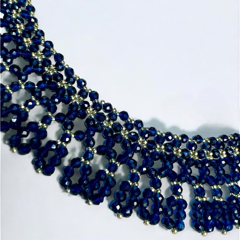 Handmade “Sapphire” Glass Seed Bead Ukrainian Gerdan Necklace- Formal Pa… - Picture 5 of 8